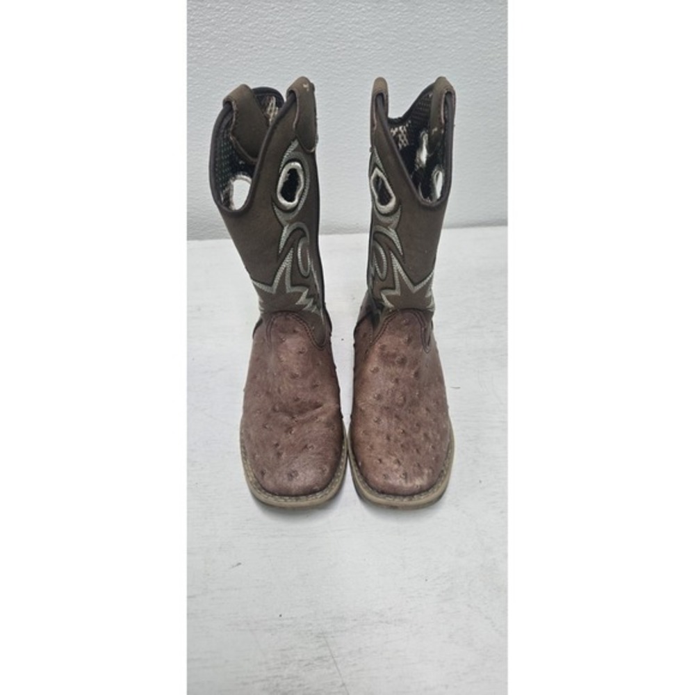 DBL‎ Barrel Cowboy Boots Children Size 11 1/2  Brown Tan Ostrich
